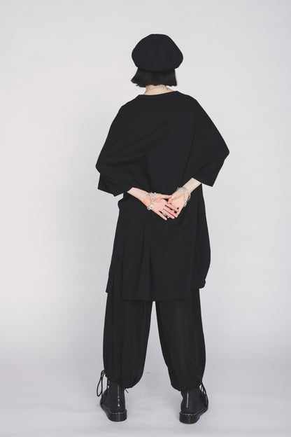 30/COTTON JERSEY ELASTIC DRAWSTRING GATHERED T-SHIRT