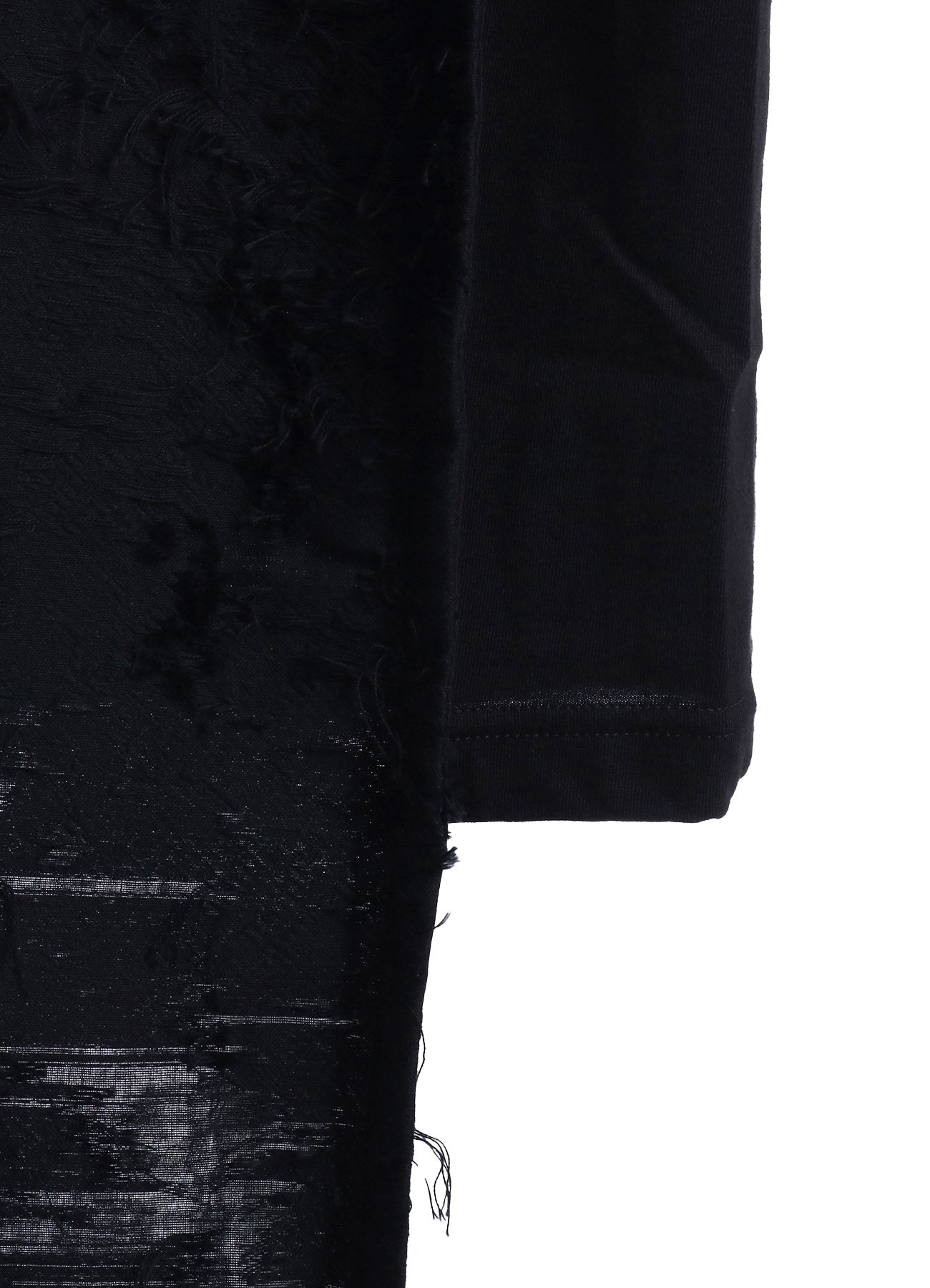 ASYMMETRY DESIGN LONG-SLEEVED T-SHIRT WITH SHEER JACQUARD FABRIC