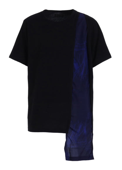 ASYMMETRY DESIGN LONG-SLEEVED T-SHIRT WITH INDIAN MOTIF PRINT FABRIC