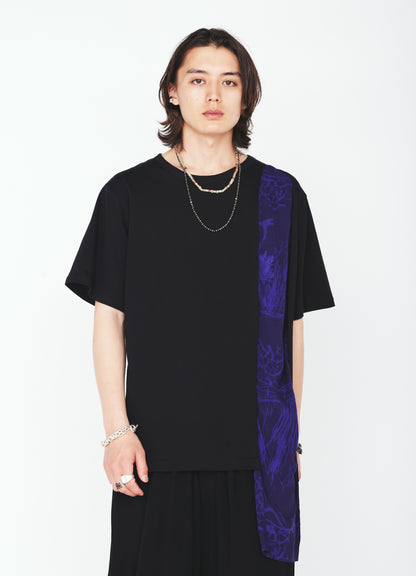 ASYMMETRY DESIGN LONG-SLEEVED T-SHIRT WITH INDIAN MOTIF PRINT FABRIC
