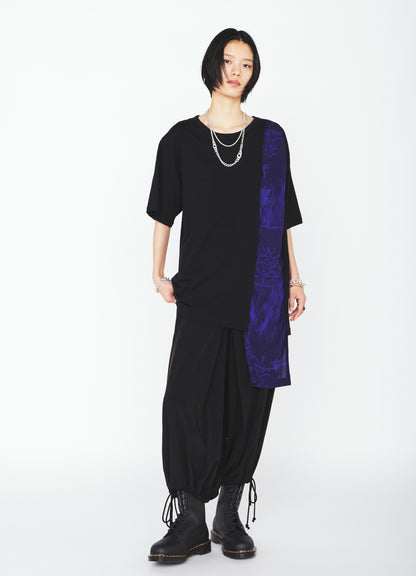 ASYMMETRY DESIGN LONG-SLEEVED T-SHIRT WITH INDIAN MOTIF PRINT FABRIC