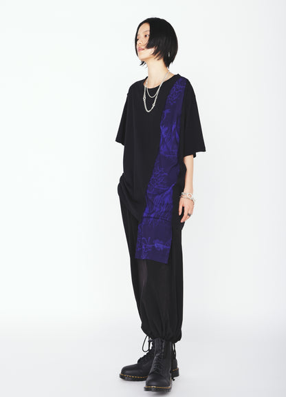 ASYMMETRY DESIGN LONG-SLEEVED T-SHIRT WITH INDIAN MOTIF PRINT FABRIC