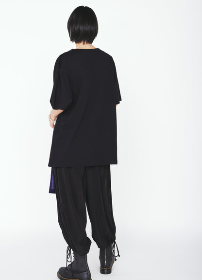 ASYMMETRY DESIGN LONG-SLEEVED T-SHIRT WITH INDIAN MOTIF PRINT FABRIC