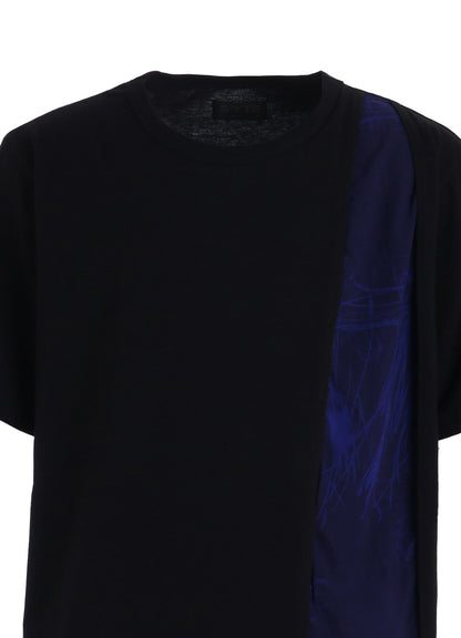 ASYMMETRY DESIGN LONG-SLEEVED T-SHIRT WITH INDIAN MOTIF PRINT FABRIC