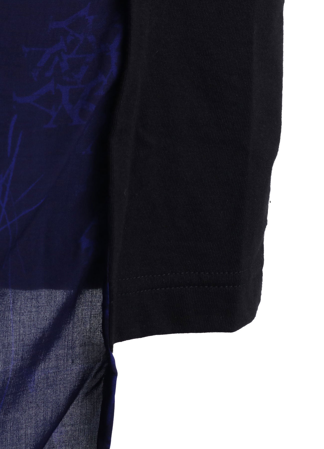 ASYMMETRY DESIGN LONG-SLEEVED T-SHIRT WITH INDIAN MOTIF PRINT FABRIC