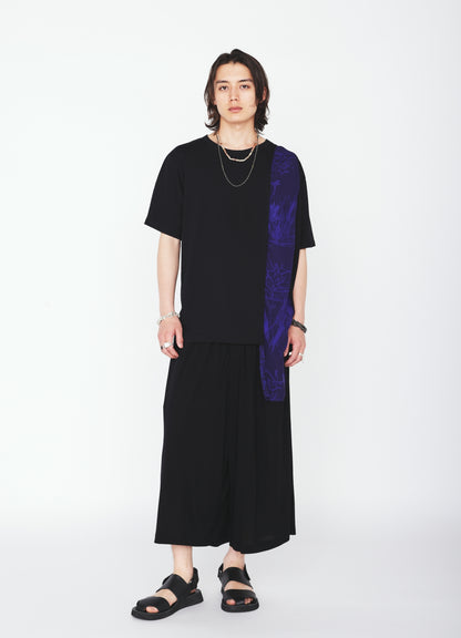 ASYMMETRY DESIGN LONG-SLEEVED T-SHIRT WITH INDIAN MOTIF PRINT FABRIC