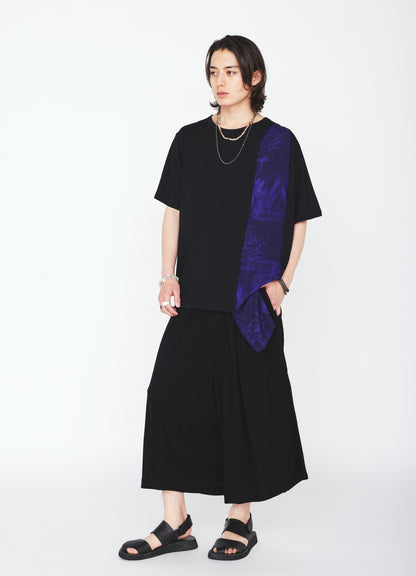 ASYMMETRY DESIGN LONG-SLEEVED T-SHIRT WITH INDIAN MOTIF PRINT FABRIC