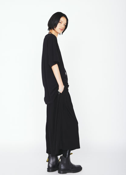 ASYMMETRY DESIGN LONG-SLEEVED T-SHIRT WITH SUN‑MOON PRINT FABRIC