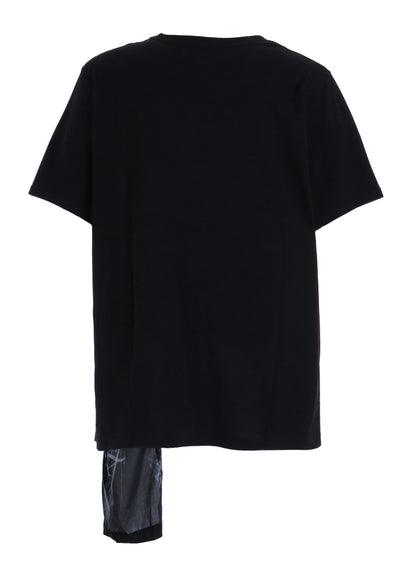ASYMMETRY DESIGN LONG-SLEEVED T-SHIRT WITH SUN‑MOON PRINT FABRIC