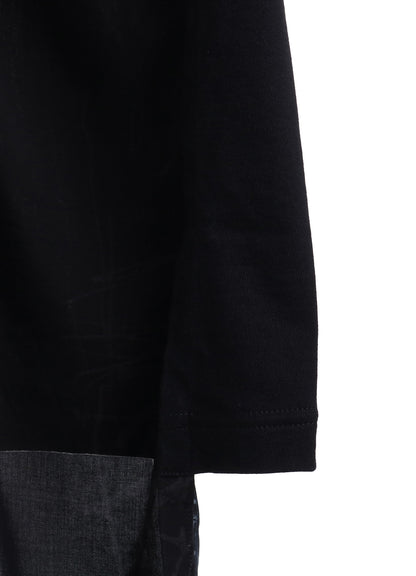 ASYMMETRY DESIGN LONG-SLEEVED T-SHIRT WITH SUN‑MOON PRINT FABRIC