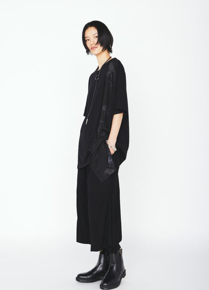 ASYMMETRY DESIGN LONG-SLEEVED T-SHIRT WITH SUN‑MOON PRINT FABRIC