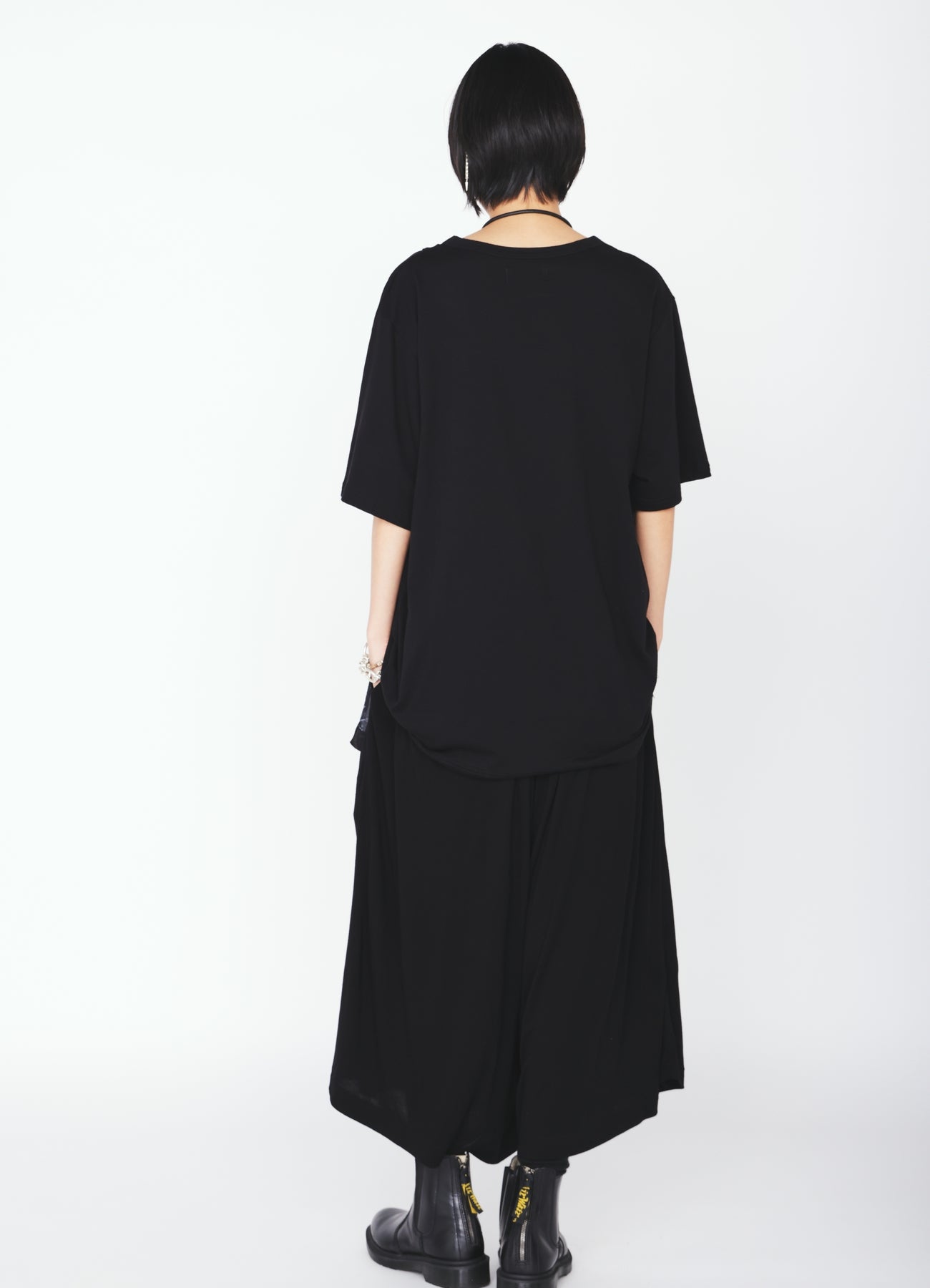 ASYMMETRY DESIGN LONG-SLEEVED T-SHIRT WITH SUN‑MOON PRINT FABRIC