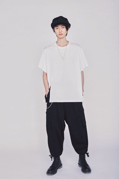 30/COTTON JERSEY FRONT SLIT T-SHIRT