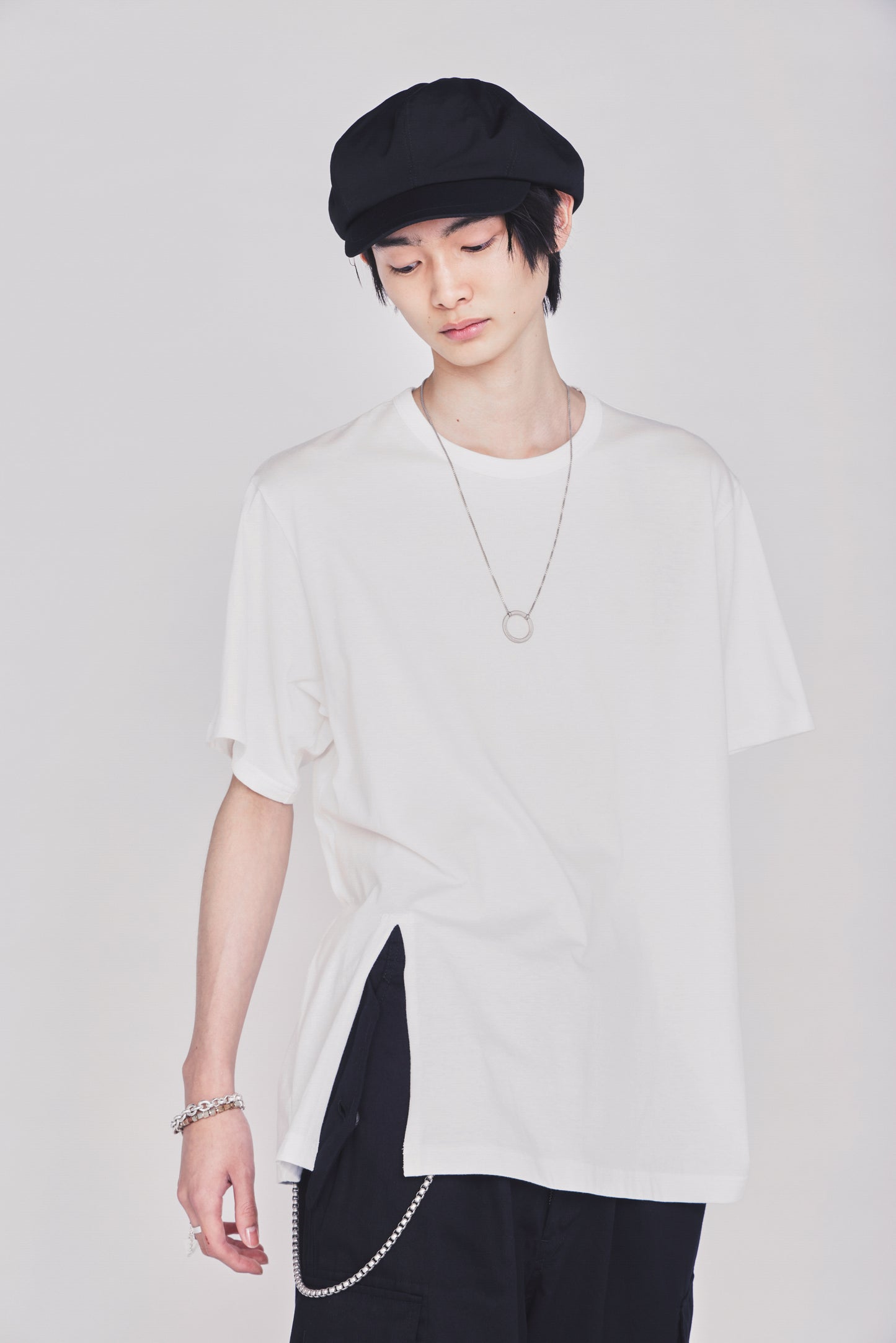 30/COTTON JERSEY FRONT SLIT T-SHIRT