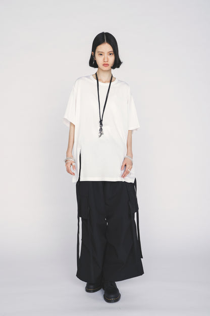 30/COTTON JERSEY FRONT SLIT T-SHIRT
