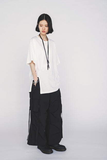 30/COTTON JERSEY FRONT SLIT T-SHIRT