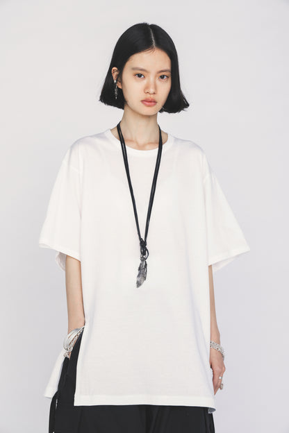 30/COTTON JERSEY FRONT SLIT T-SHIRT