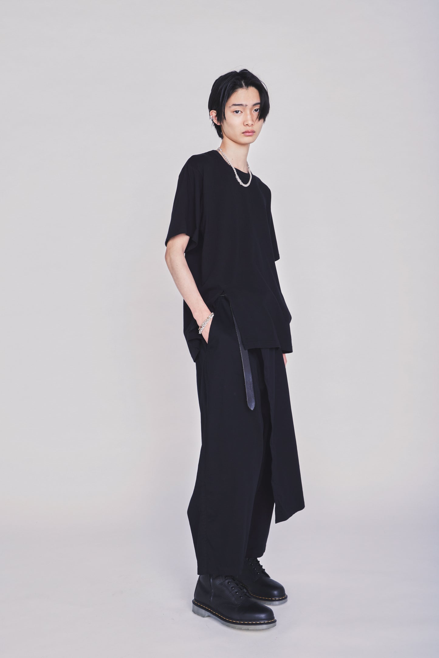 30/COTTON JERSEY FRONT SLIT T-SHIRT