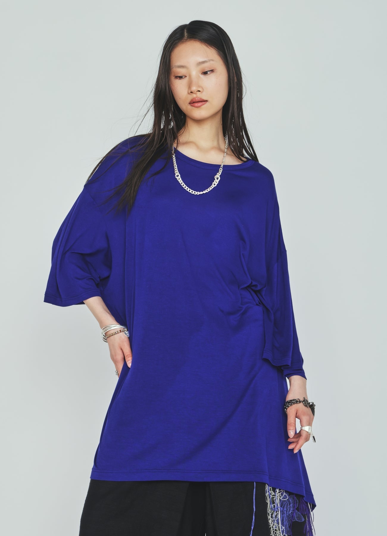 RAYON JERSEY DRAPE T-SHIRT