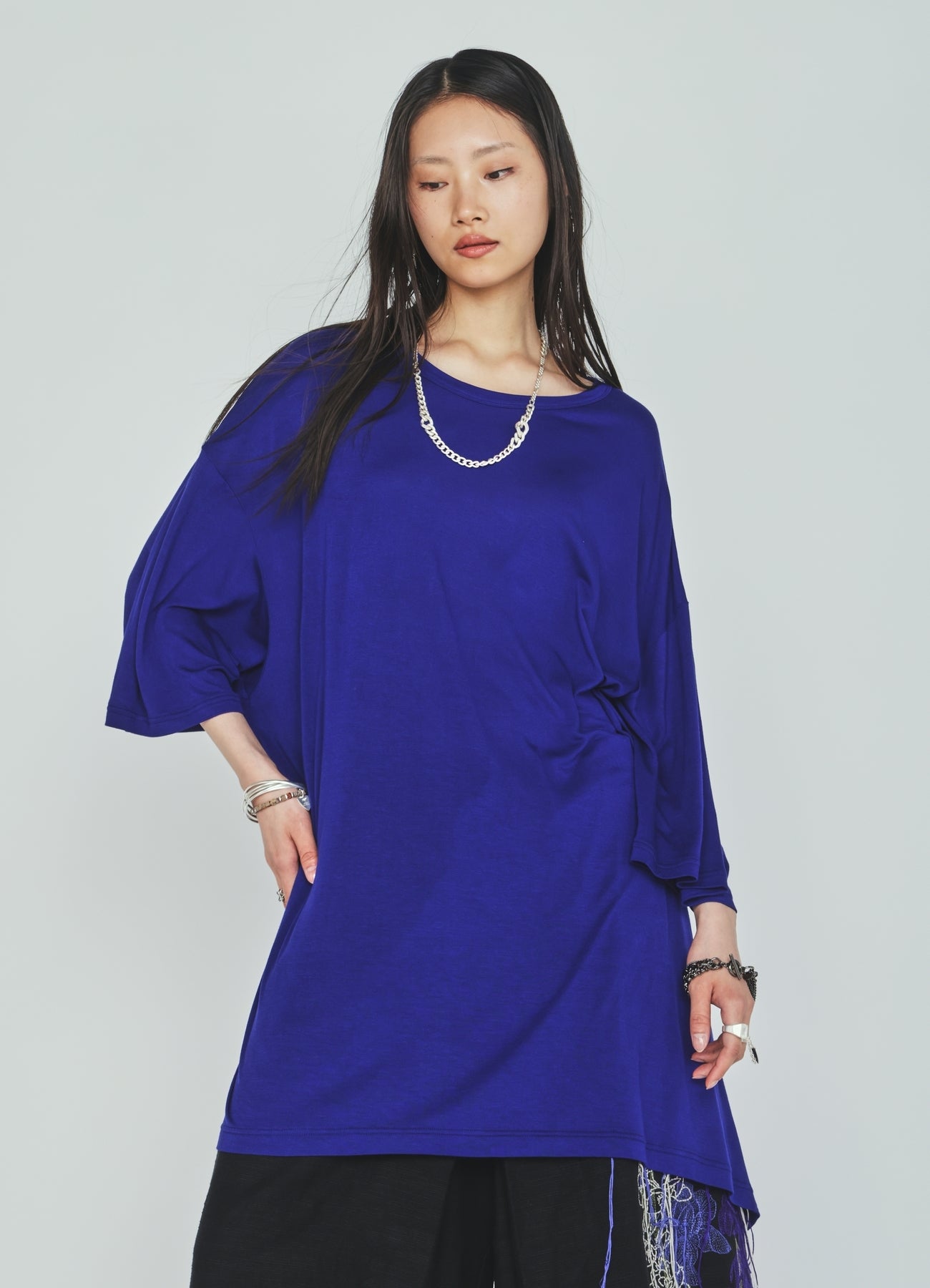 RAYON JERSEY DRAPE T-SHIRT