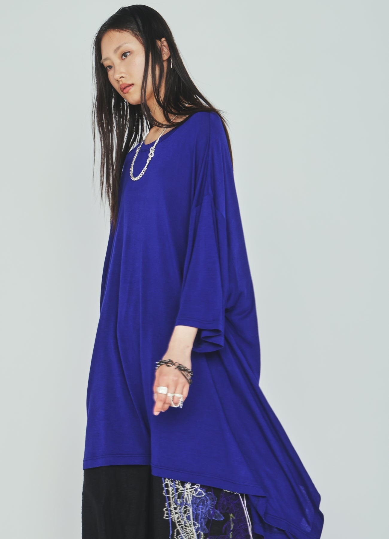 RAYON JERSEY DRAPE T-SHIRT