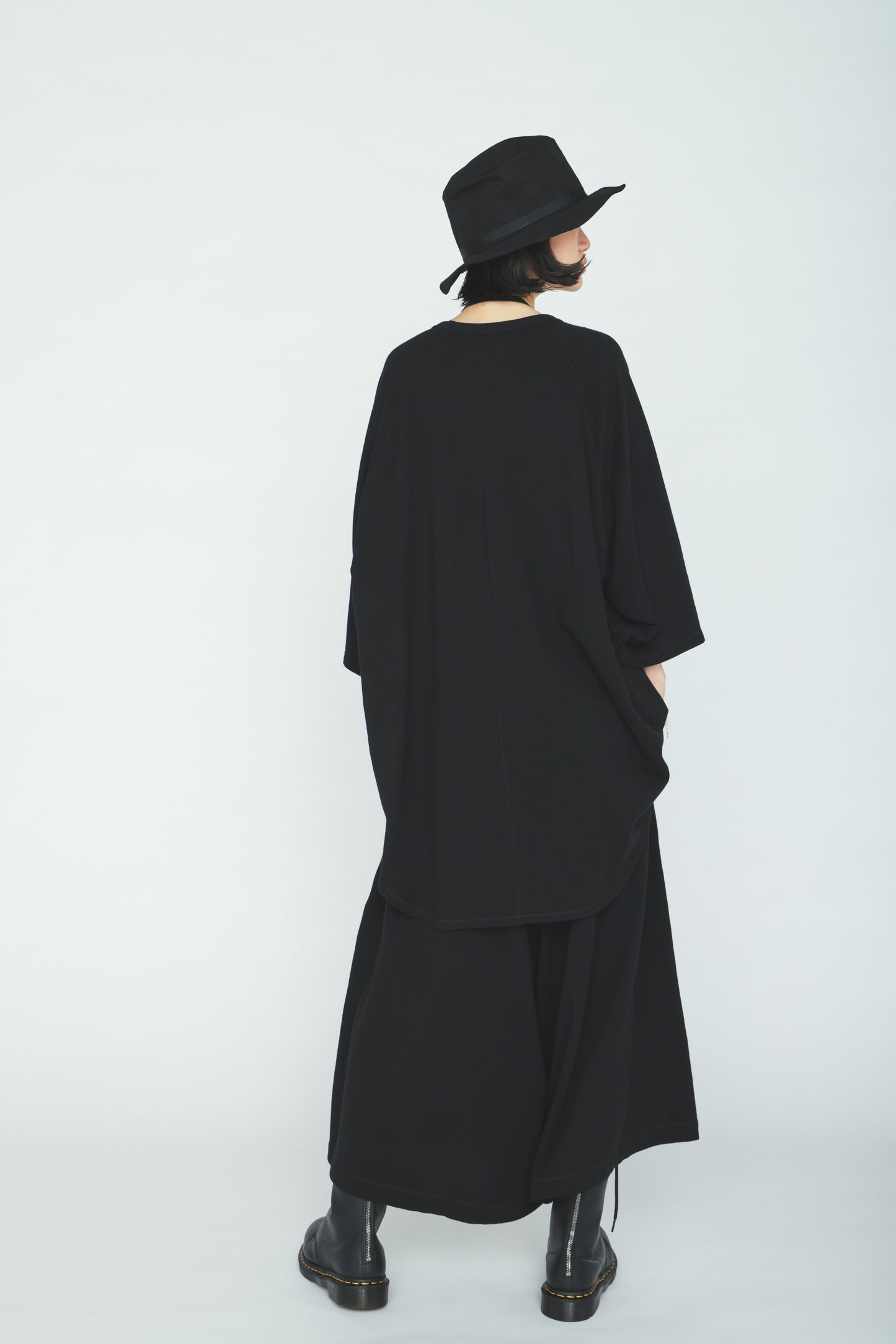 40/1 COTTON GAUZE FLEECE OVERSIZED RAGLAN T-SHIRT WITH GUSSETS