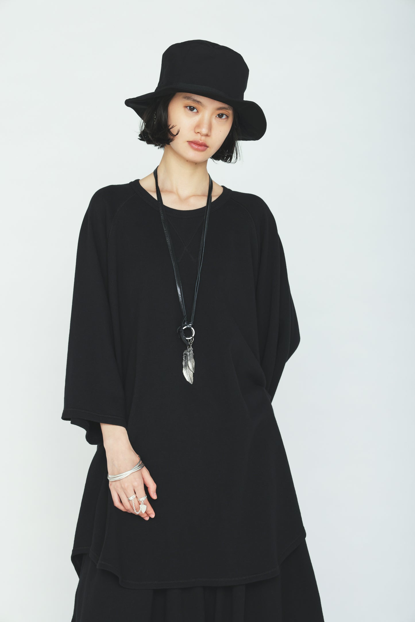 40/1 COTTON GAUZE FLEECE OVERSIZED RAGLAN T-SHIRT WITH GUSSETS