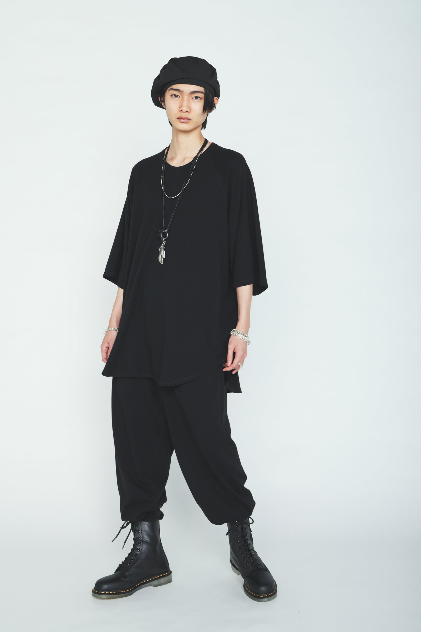 40/1 COTTON GAUZE FLEECE OVERSIZED RAGLAN T-SHIRT WITH GUSSETS