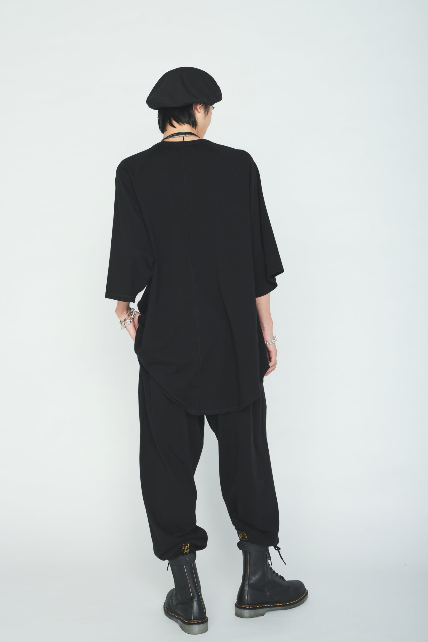 40/1 COTTON GAUZE FLEECE OVERSIZED RAGLAN T-SHIRT WITH GUSSETS