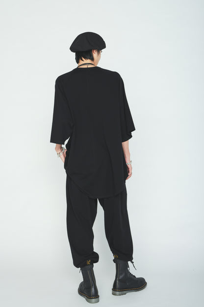40/1 COTTON GAUZE FLEECE OVERSIZED RAGLAN T-SHIRT WITH GUSSETS