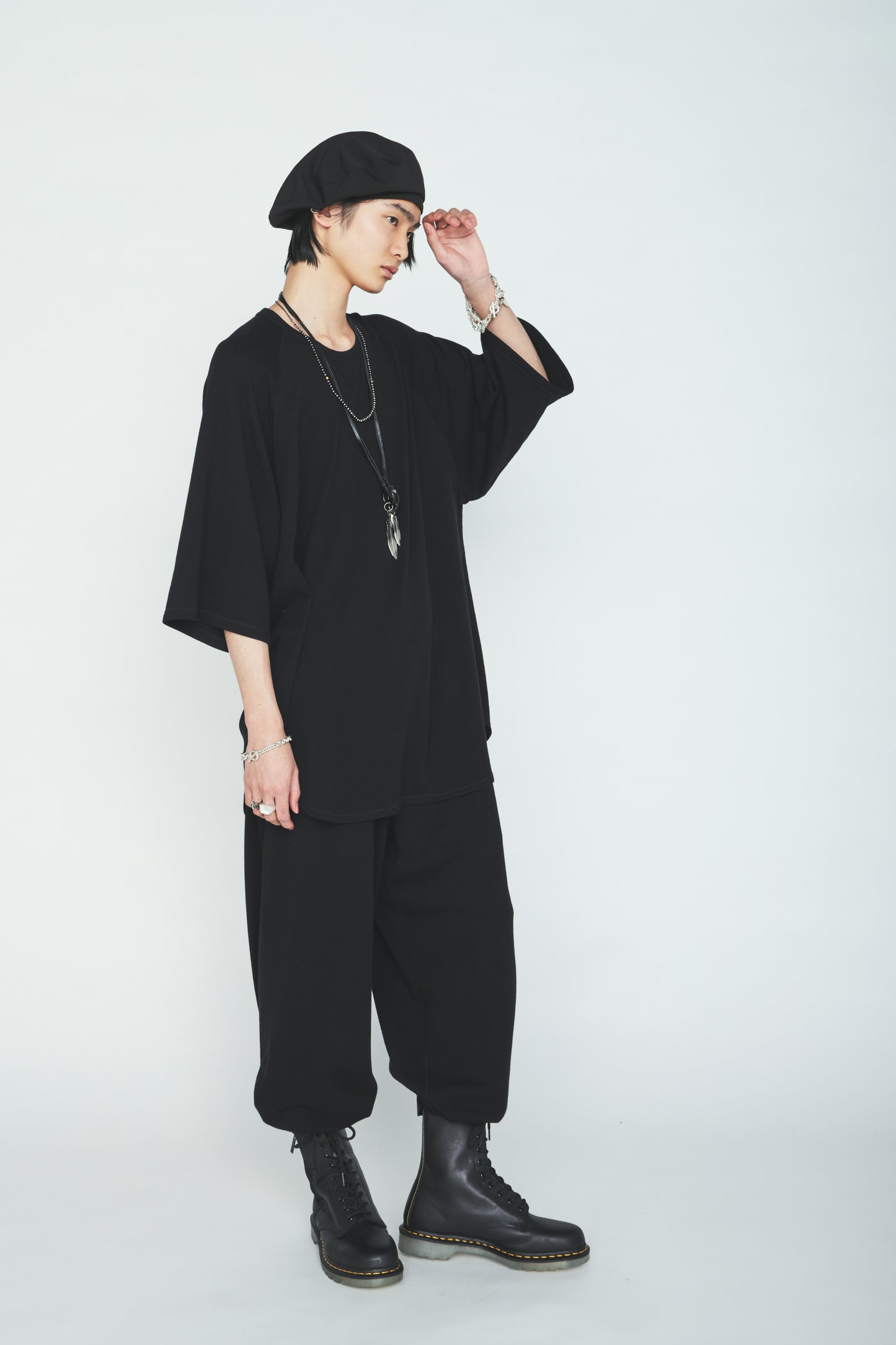 40/1 COTTON GAUZE FLEECE OVERSIZED RAGLAN T-SHIRT WITH GUSSETS
