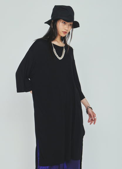 RAYON JERSEY SIDE SLITS LONG T-SHIRT