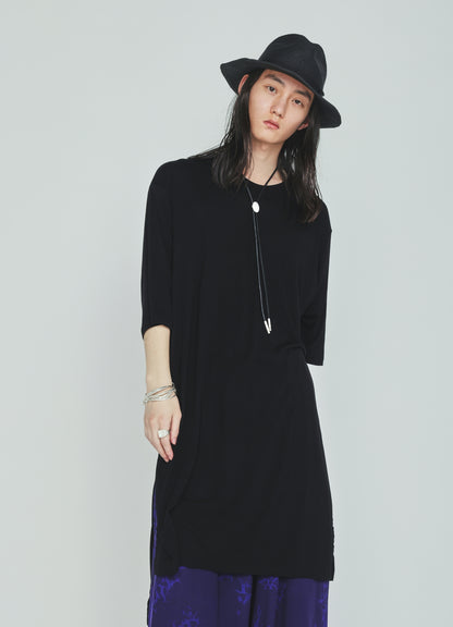 RAYON JERSEY SIDE SLITS LONG T-SHIRT