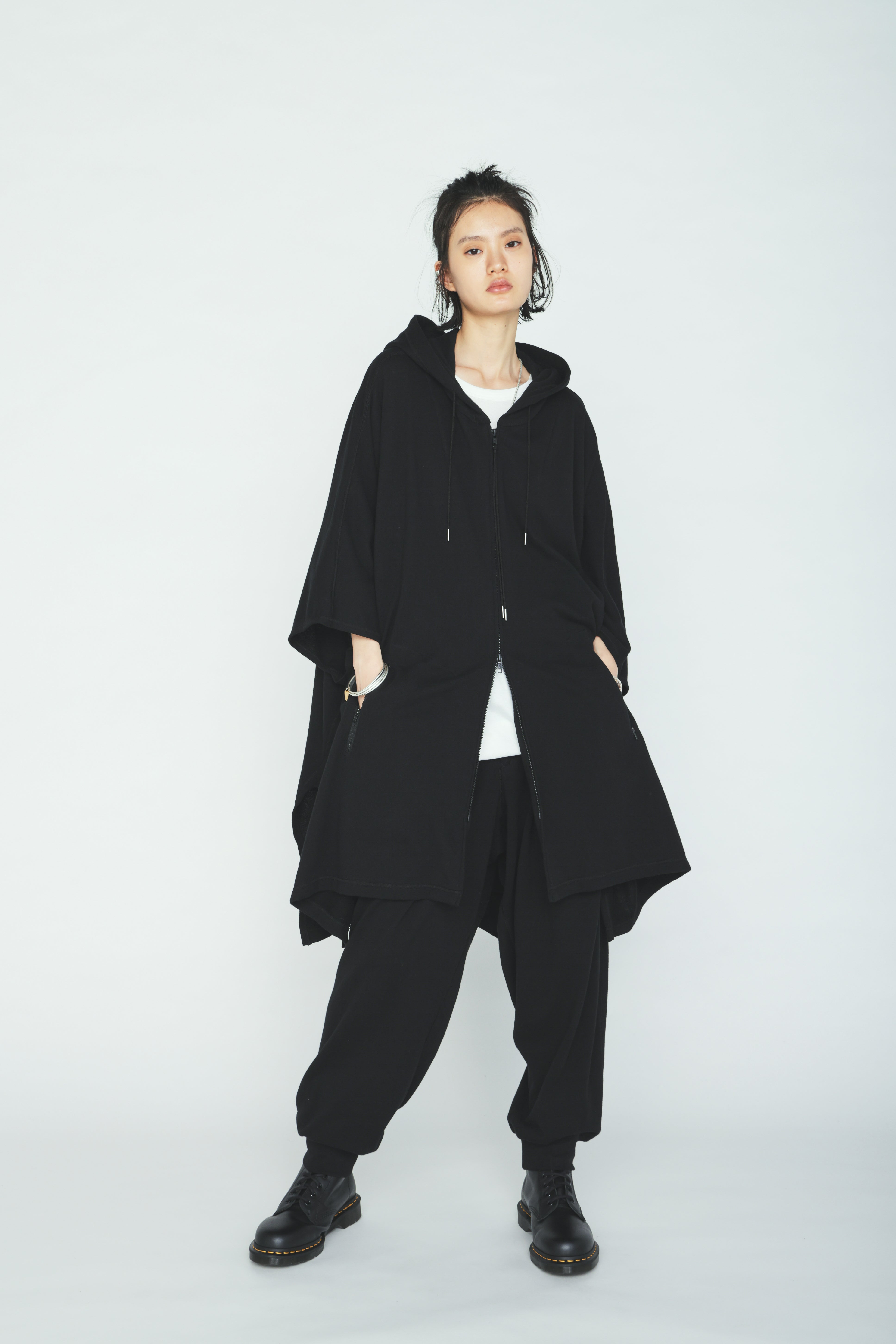 00s civarize poncho japanese label ブラック 40/1 COTTON GAUZE FLEECE PONCHO – THE SHOP YOHJI YAMAMOTO