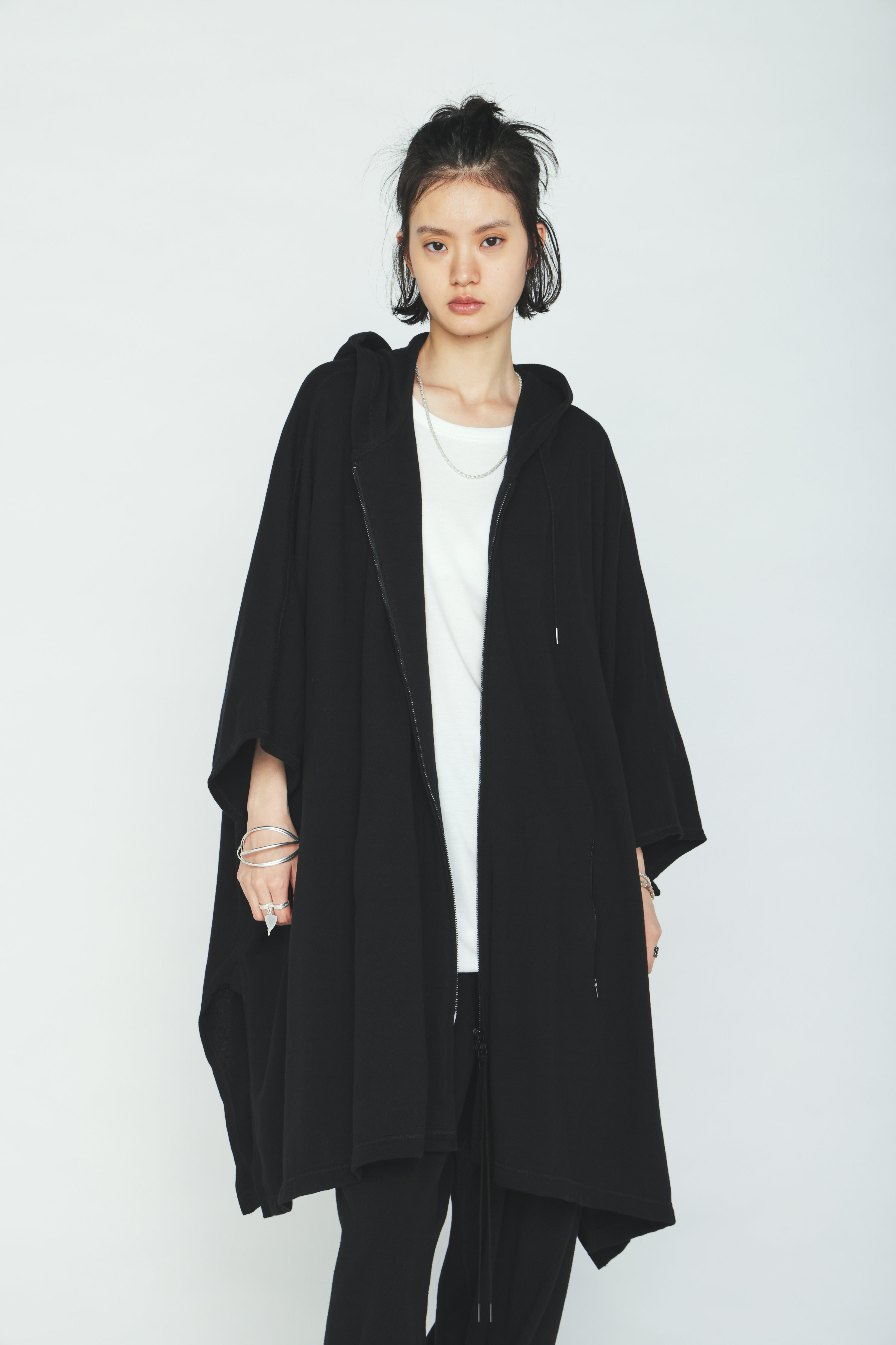 00s civarize poncho japanese label ブラック 40/1 COTTON GAUZE FLEECE PONCHO – THE SHOP YOHJI YAMAMOTO