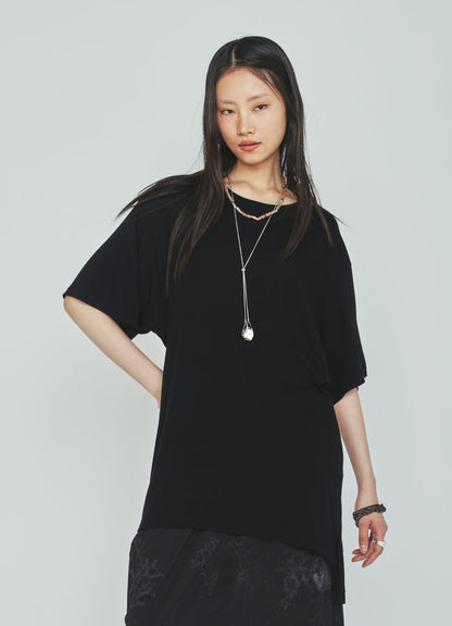 RAYON JERSEY SIDE SLITS T-SHIRT