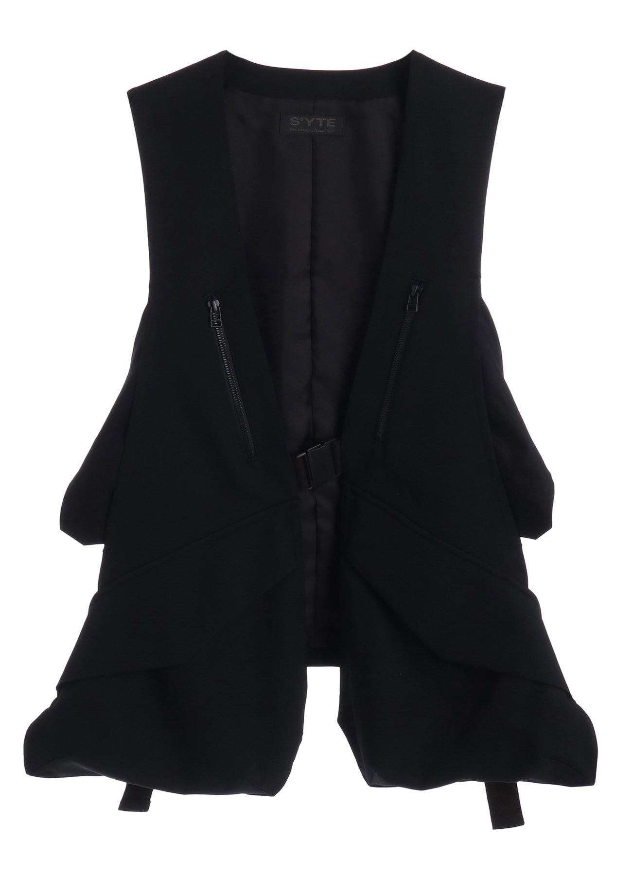 WASHER WOOL GABARDINE SIDE BELTED VEST