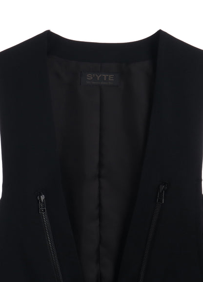 WASHER WOOL GABARDINE SIDE BELTED VEST