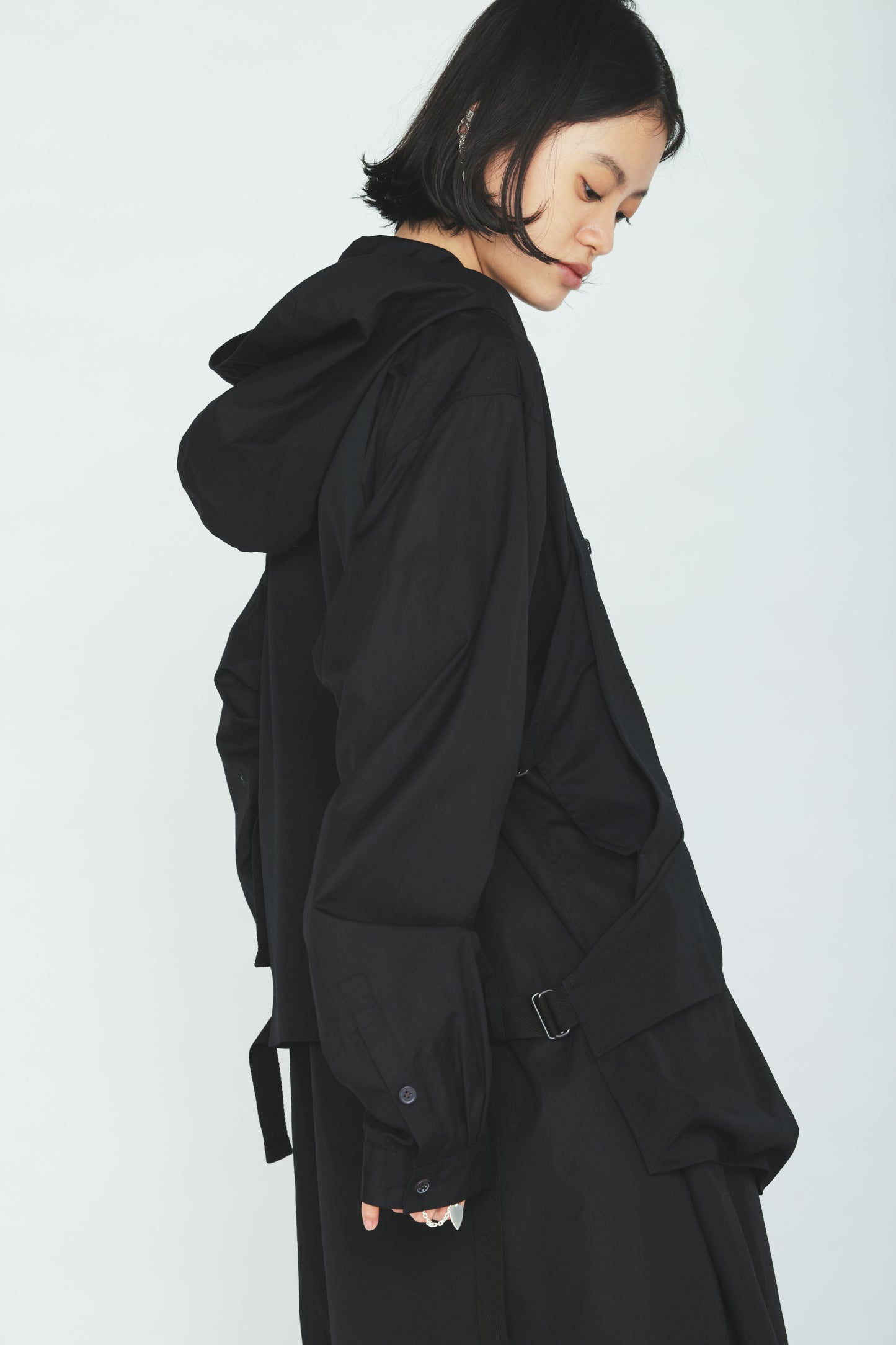 WASHER WOOL GABARDINE SIDE BELTED VEST