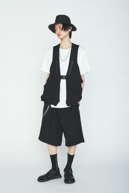 WASHER WOOL GABARDINE SIDE BELTED VEST