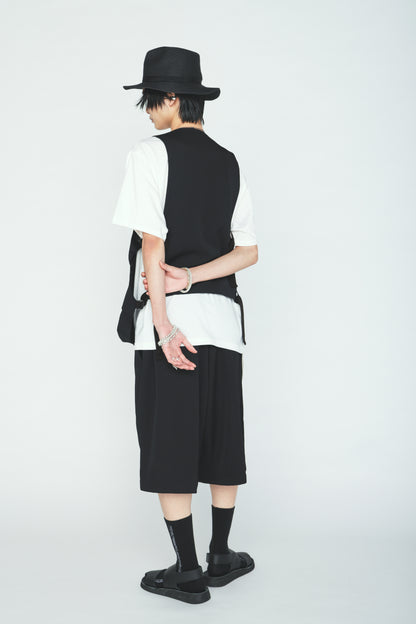 WASHER WOOL GABARDINE SIDE BELTED VEST