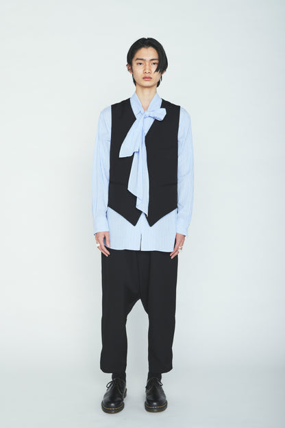 WASHER WOOL GABARDINE V NECK VEST