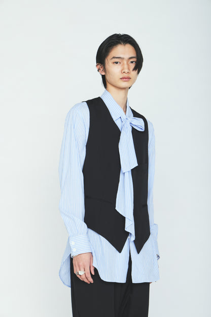 WASHER WOOL GABARDINE V NECK VEST