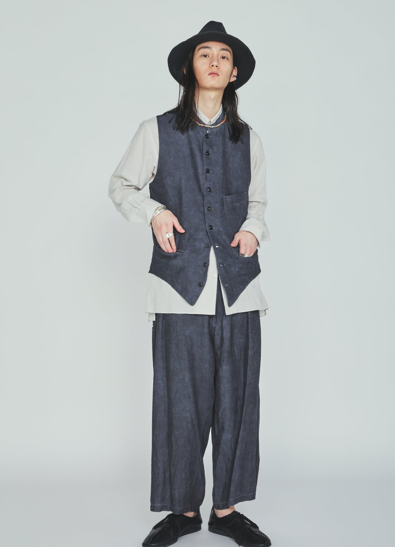 VIS/LI TWILL PIGMENT PRINT STAND COLLAR VEST