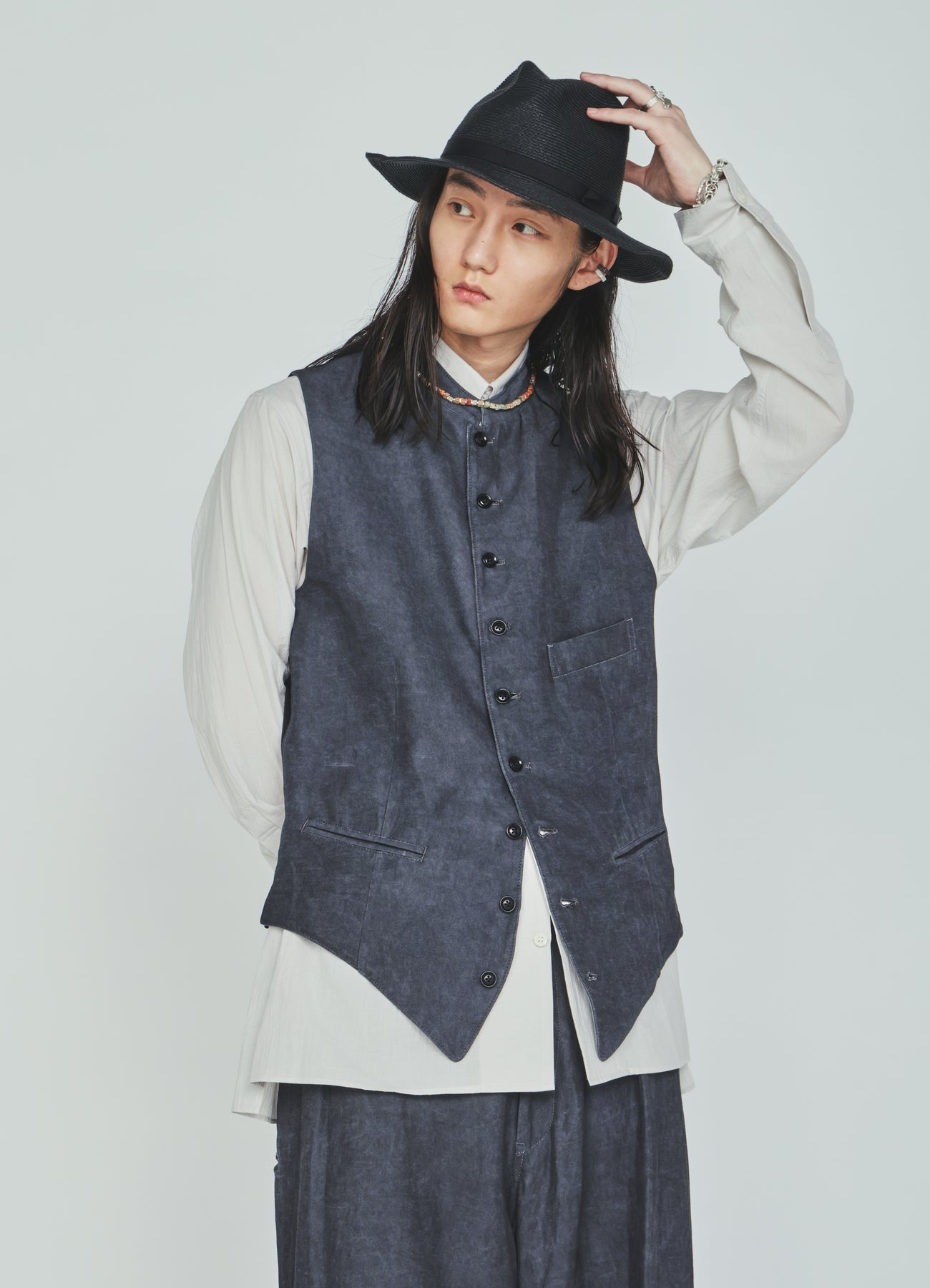 VIS/LI TWILL PIGMENT PRINT STAND COLLAR VEST