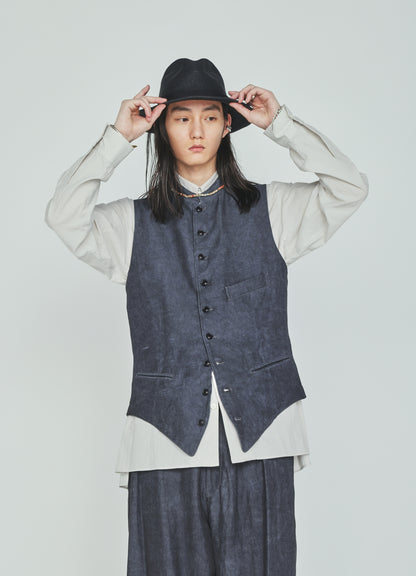 VIS/LI TWILL PIGMENT PRINT STAND COLLAR VEST