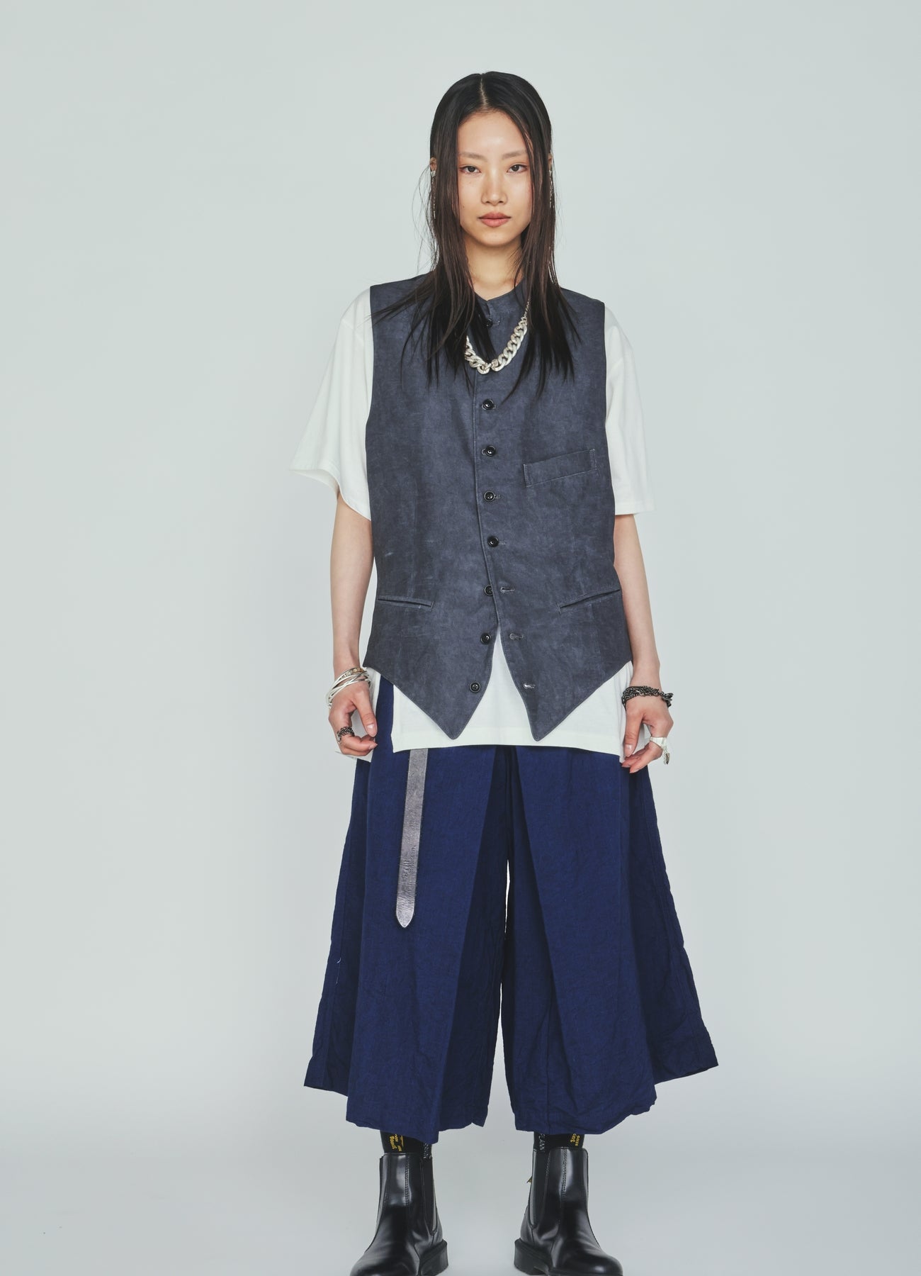 VIS/LI TWILL PIGMENT PRINT STAND COLLAR VEST – THE SHOP YOHJI YAMAMOTO