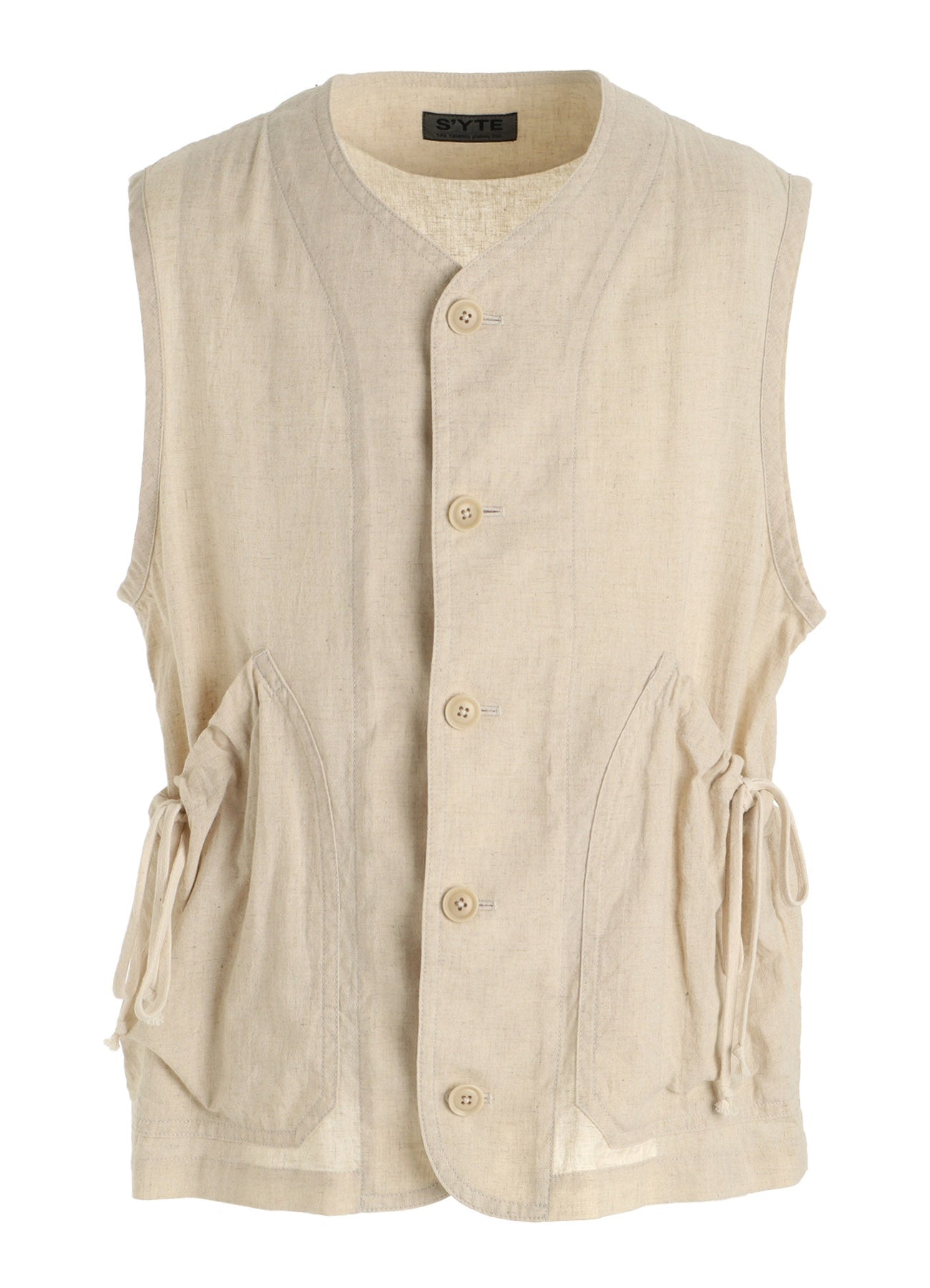 Cotton-Linen Poplin GATHERED POCKET VEST – THE SHOP YOHJI YAMAMOTO