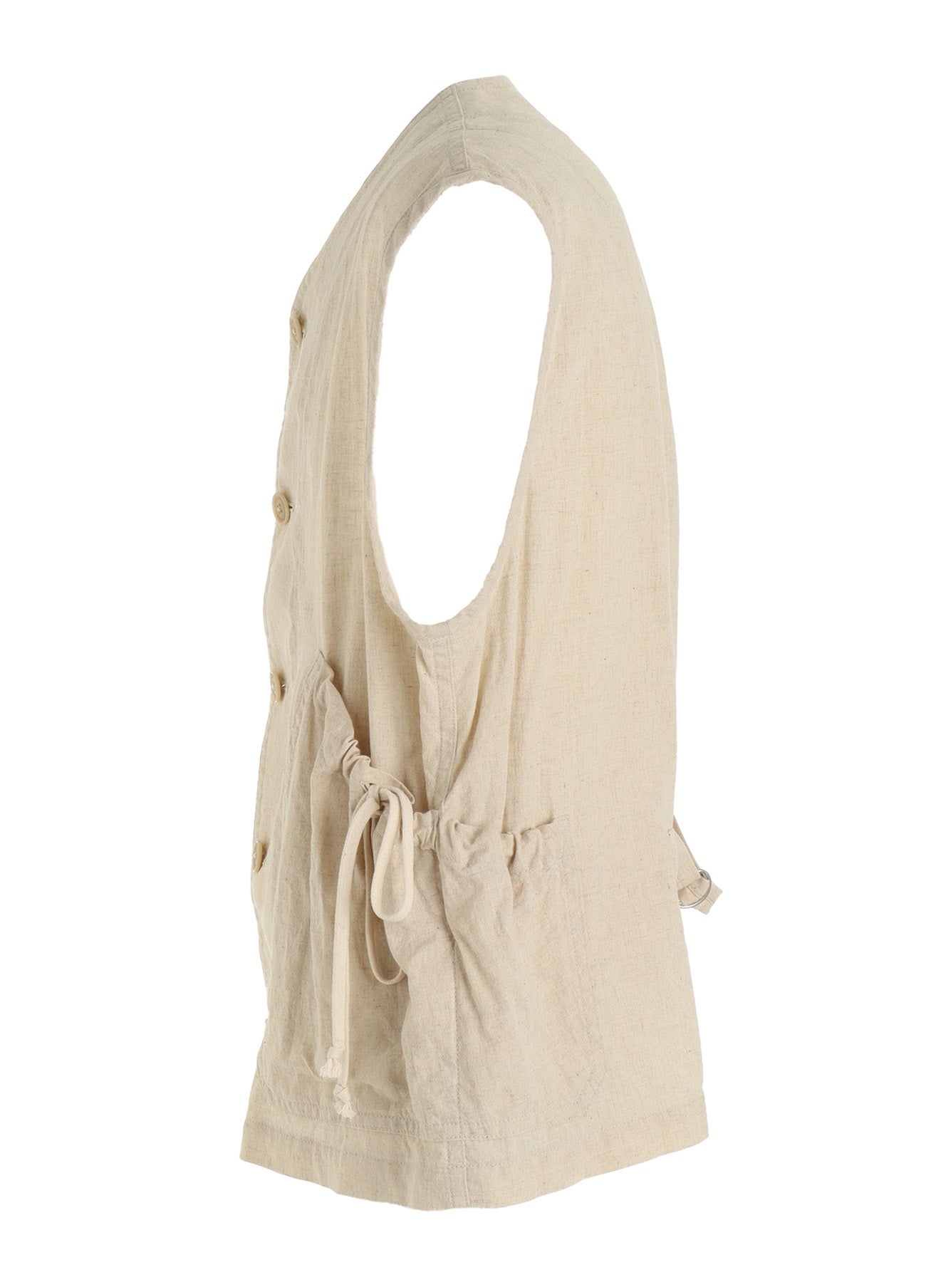 Cotton-Linen Poplin GATHERED POCKET VEST