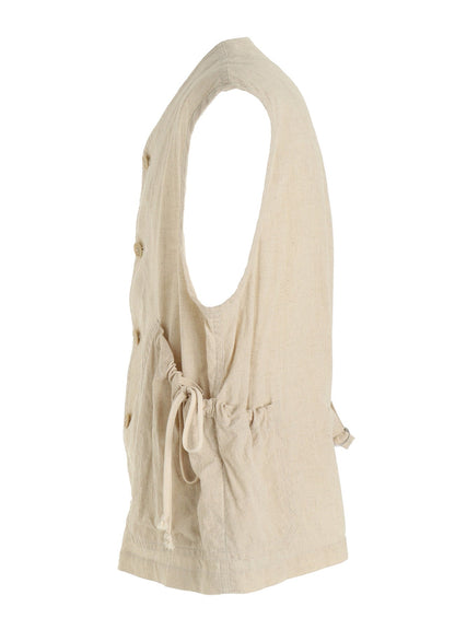 Cotton-Linen Poplin GATHERED POCKET VEST